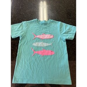 Kelly's Kids Shark Tshirt Shirt Boutique Seersucker Sz 6-7 Boys Smocked Preppy